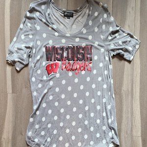Gameday Couture Grey Polka Dot University of Wisconsin Badgers T Shirt